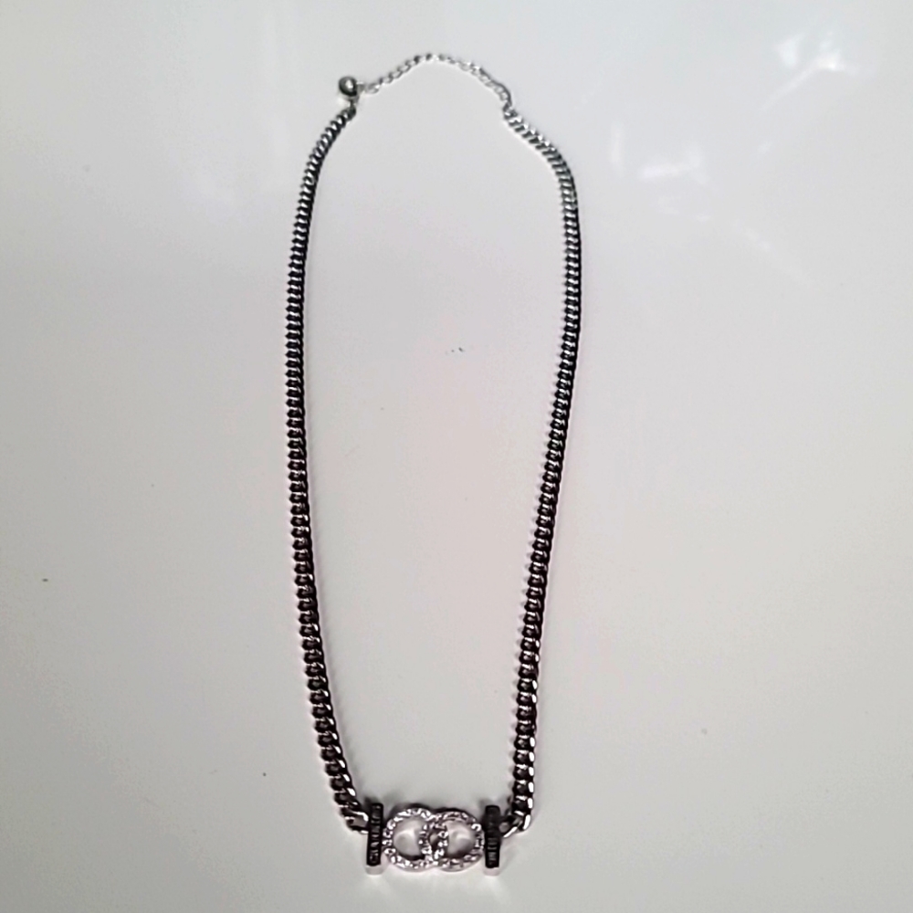 Charming double ring cubic Zirconia chain necklace